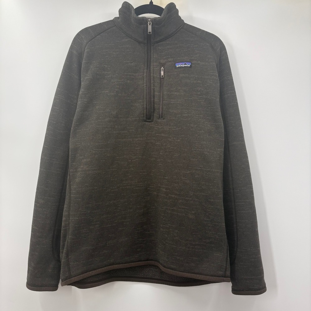 Patagonia Sweater Mens Large Brown Heather 1/4 Zip Fleece Pullover Jacket